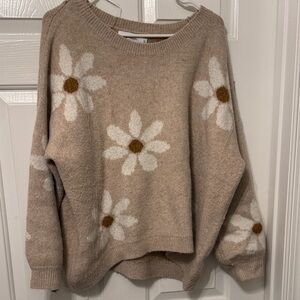 Miracle Beige Floral Sweater